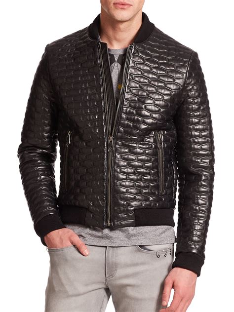 mens versace leather jacket|versace jacket price.